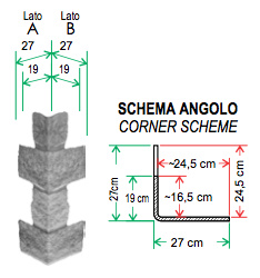 Scheda tecnica dell'elemento ad angolo finta pietra Toscano